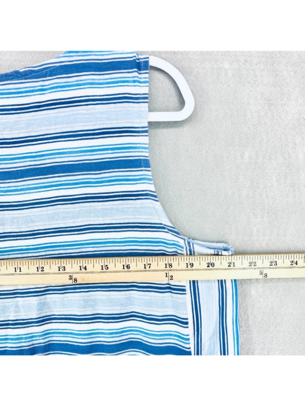 Lands End Tank Dress Womens Large Blue Cotton Stripe Popover Mini Beach Preppy - Picture 12 of 16